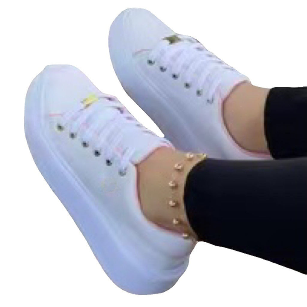 Chaussures à Lacets Rose à Semelle Épaisse Femme