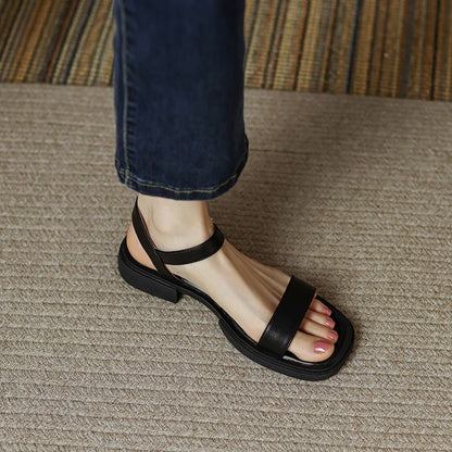 Sandales rétro cuir souple été