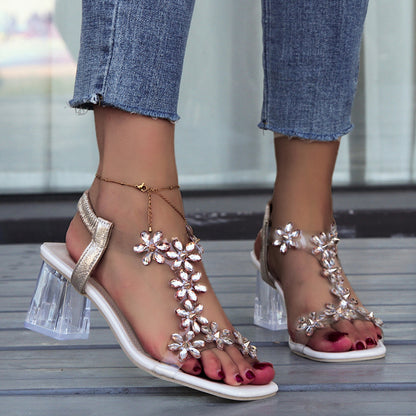 Sandales tendance talons carrés transparents