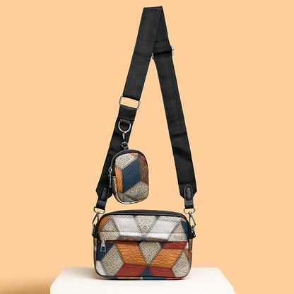 Sac carré rétro couture contrastée