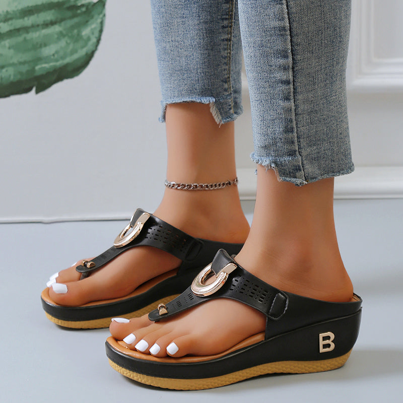 Heel Herringbone Ladies Flat Slippers Casual