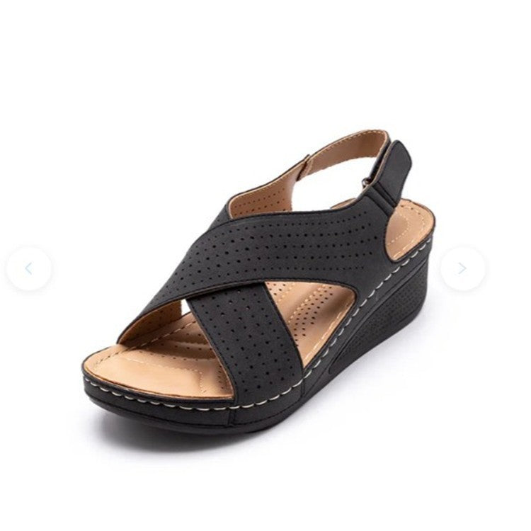 Sandales d’été femme en wedges Velcro