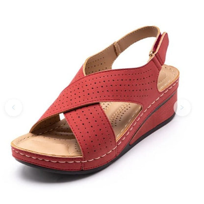 Sandales d’été femme en wedges Velcro