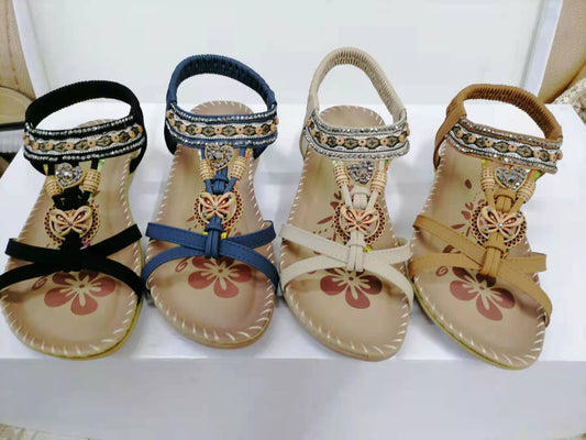 Sandales Plage Fleuries Rhinestone