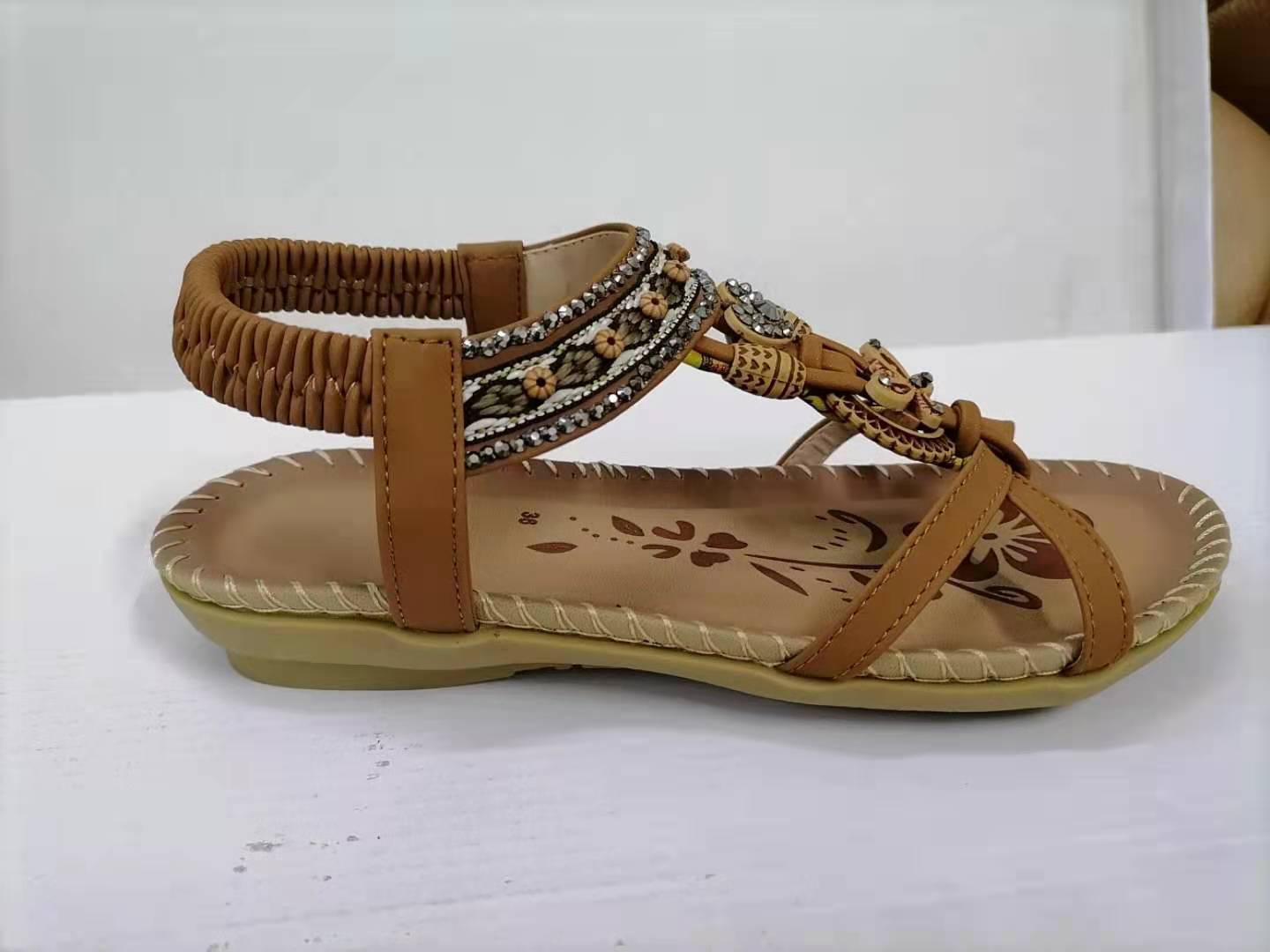 Sandales Plage Fleuries Rhinestone