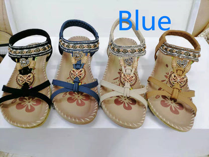 Sandales Plage Fleuries Rhinestone