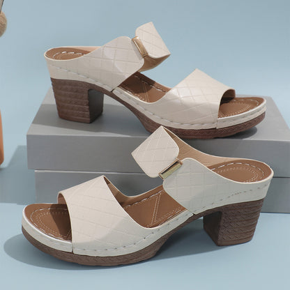 Sandales à talon chunky été – Plaid &amp; Élégance