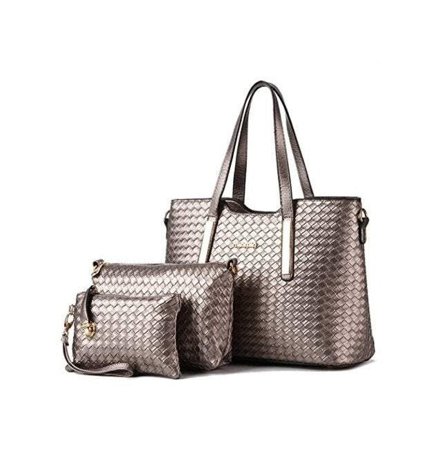 Sac croisé PU tressé multi‑couleurs chic