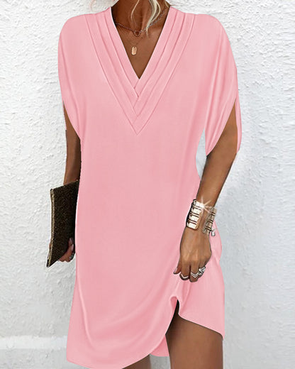 Robe plissée col V chic &amp; fluide