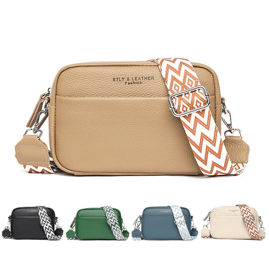 Sac carré chic brodé &amp; bandoulière colorée