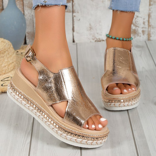 Sandales Été Brillantes à Talon Wedges