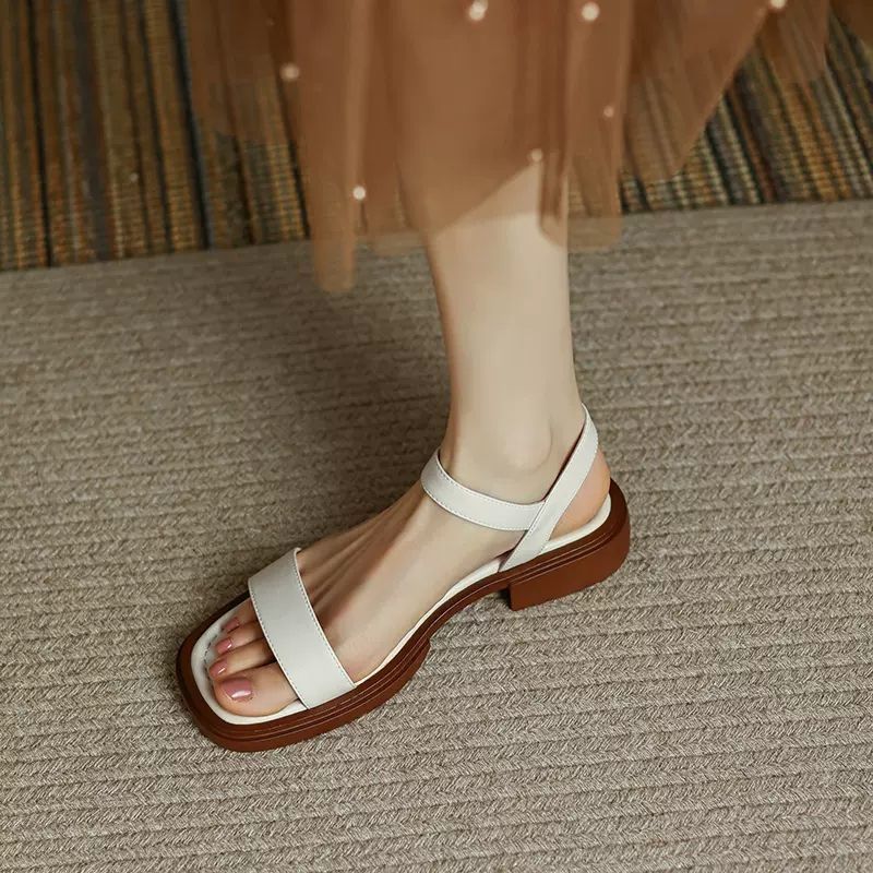 Sandales rétro cuir souple été