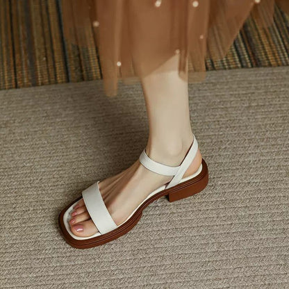 Sandales rétro cuir souple été