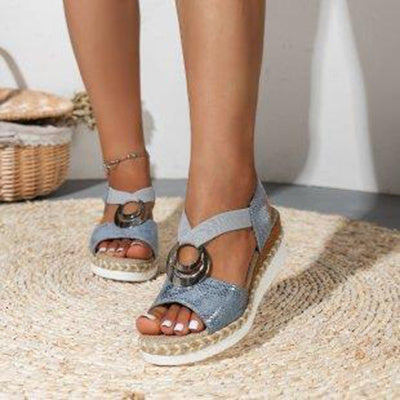 Sandales compensées serpent élégantes femme