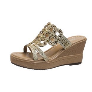 Chaussures Mules Compensées Strass +