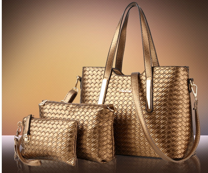 Sac croisé PU tressé multi‑couleurs chic