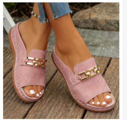 Chic Pantoufles Peep‑Toe Grande Taille