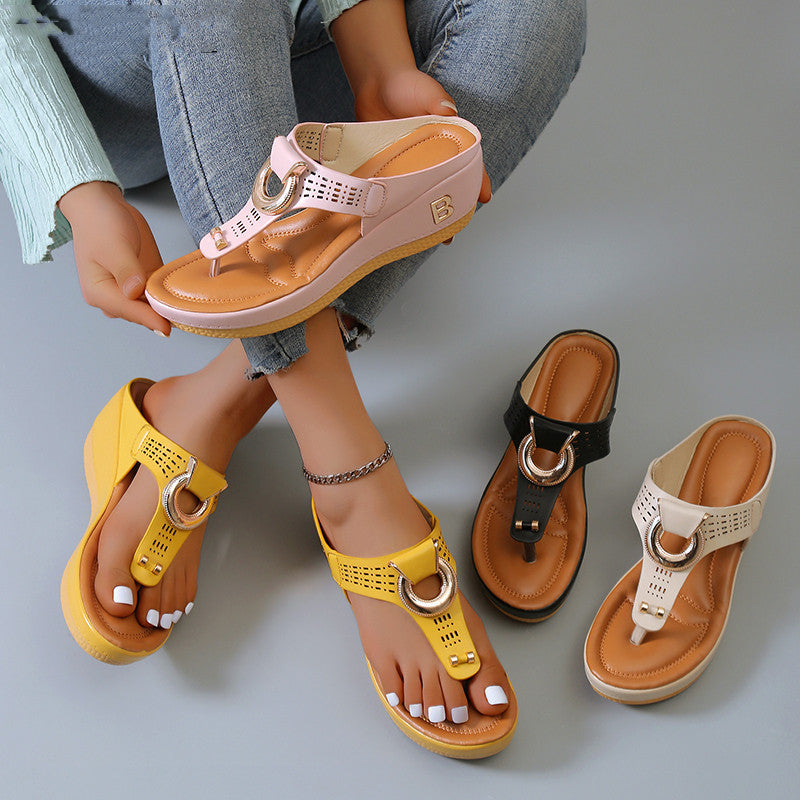 Heel Herringbone Ladies Flat Slippers Casual