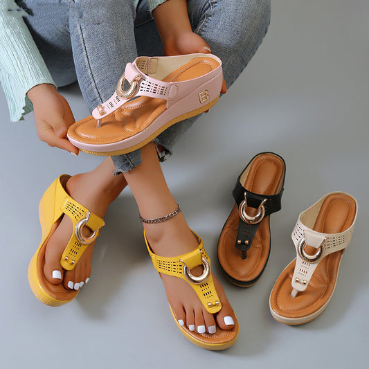 Heel Herringbone Ladies Flat Slippers Casual