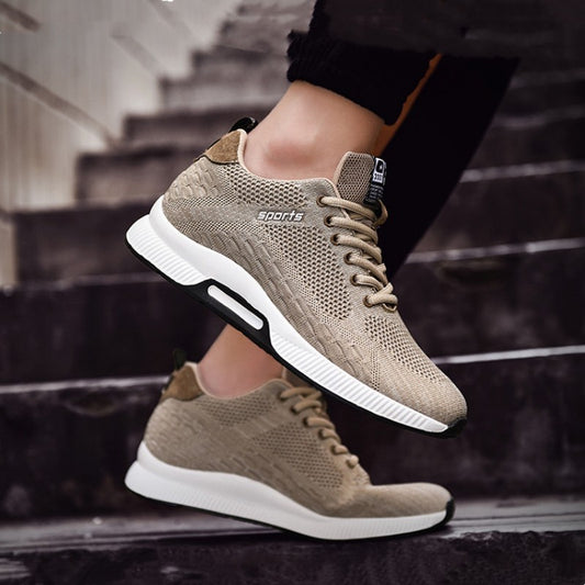 Élégantes Sneakers Fly-knit Mesh Homme 6cm