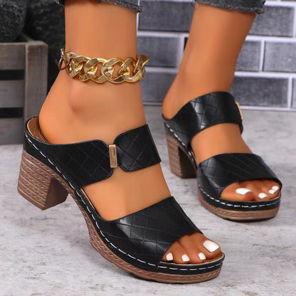 Sandales à talon chunky été – Plaid &amp; Élégance