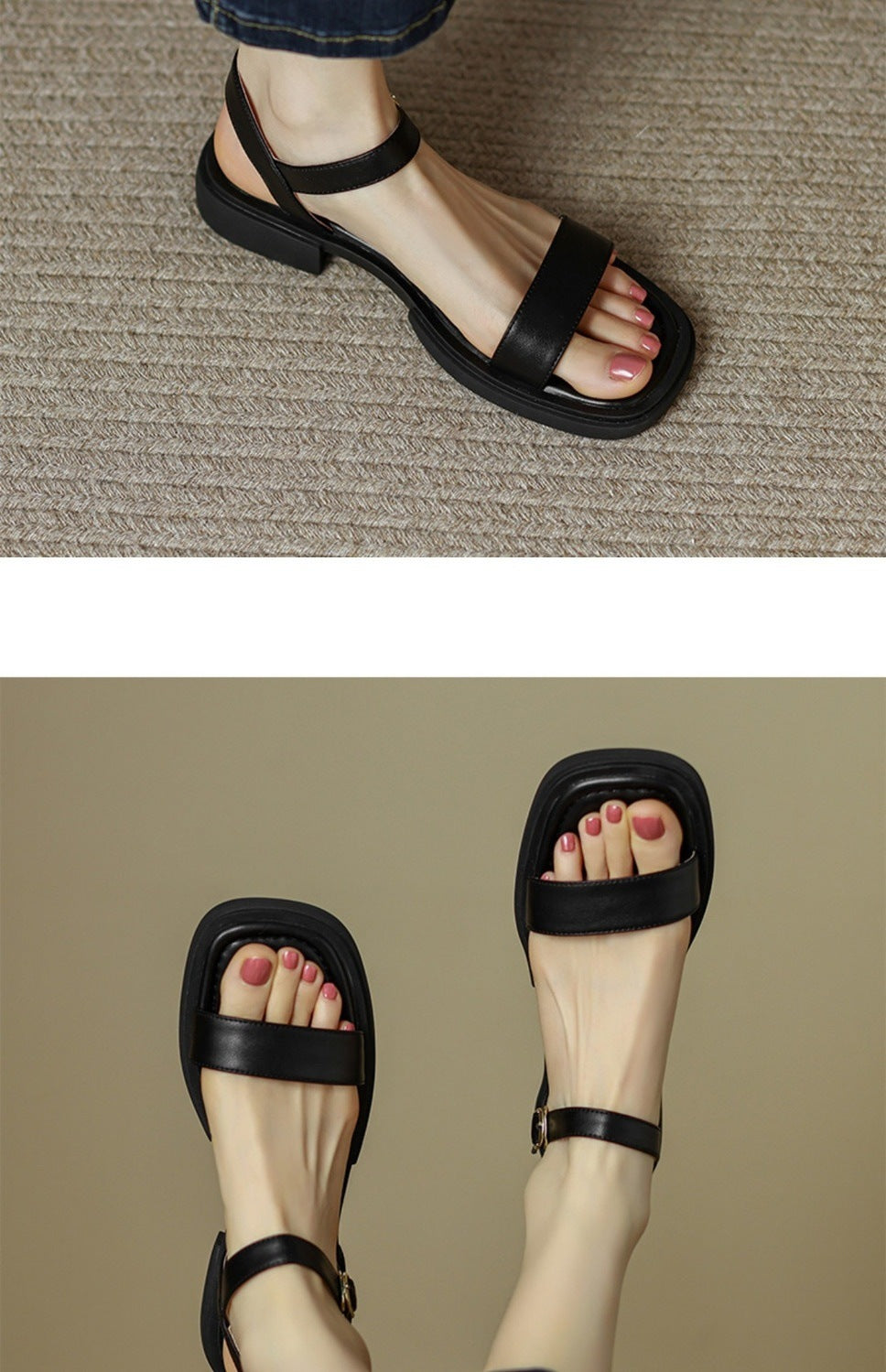 Sandales rétro cuir souple été