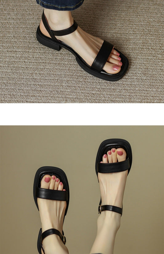 Sandales rétro cuir souple été