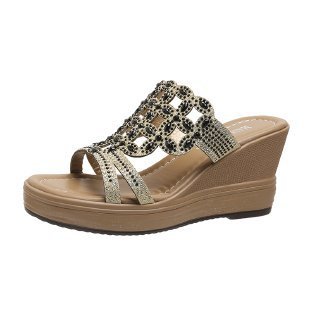 Chaussures Mules Compensées Strass +