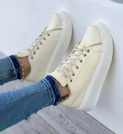 Chaussures à Lacets Rose à Semelle Épaisse Femme