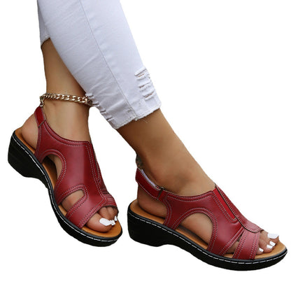 Sandales à talon épais velcro respirantes