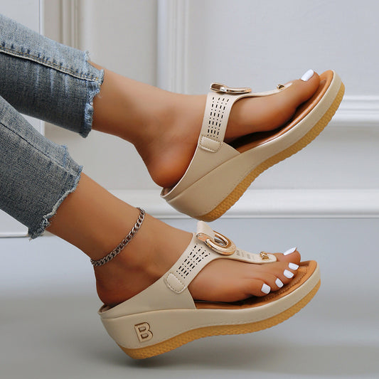 Heel Herringbone Ladies Flat Slippers Casual