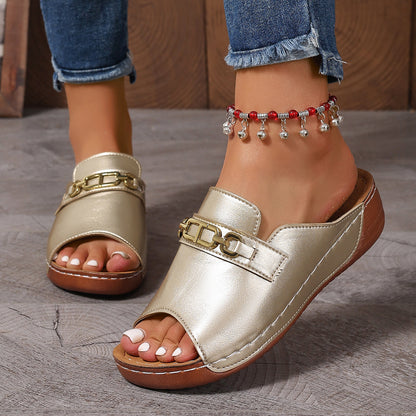 Chic Pantoufles Peep‑Toe Grande Taille
