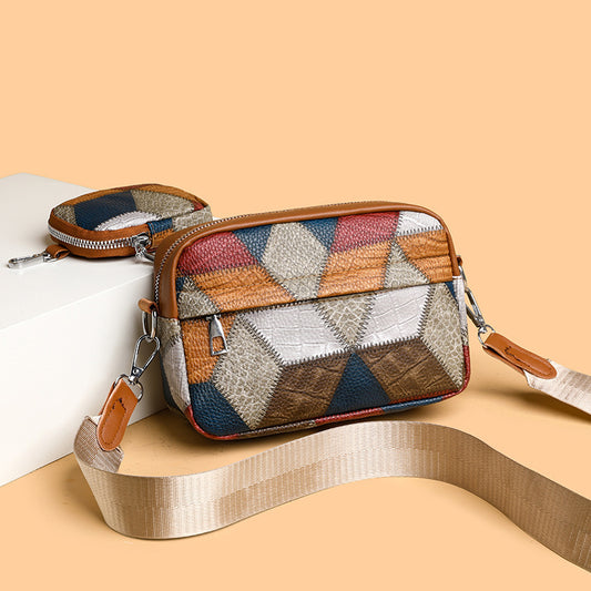 Sac carré rétro couture contrastée