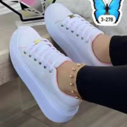 Chaussures à Lacets Rose à Semelle Épaisse Femme