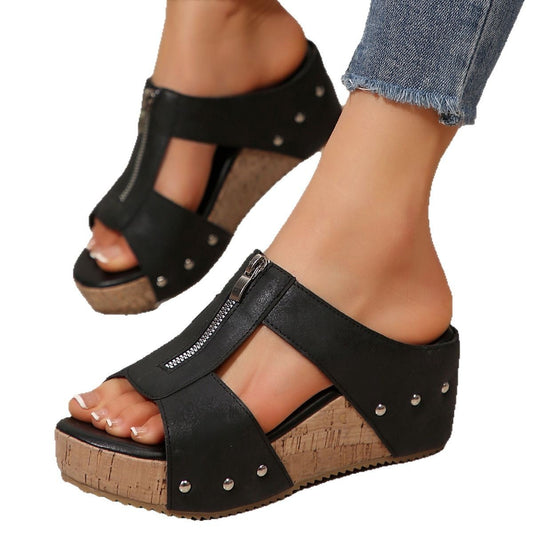 Sandales compensées grandes tailles ultra-confort