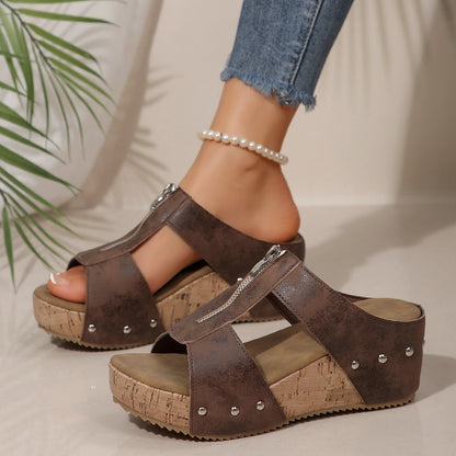 Sandales compensées grandes tailles ultra-confort