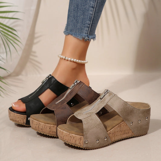 Sandales compensées grandes tailles ultra-confort