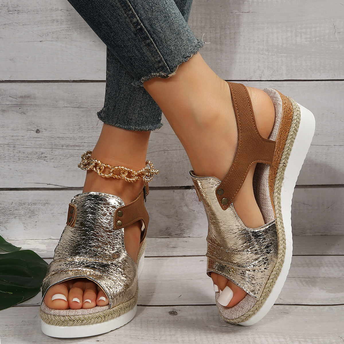 Sandales Compensées Femme Été Chic