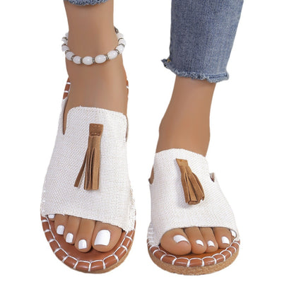 Women's Shoes Sandals Tassel Flat Plus Size