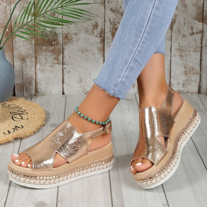Sandales Été Brillantes à Talon Wedges