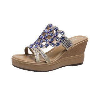 Chaussures Mules Compensées Strass +