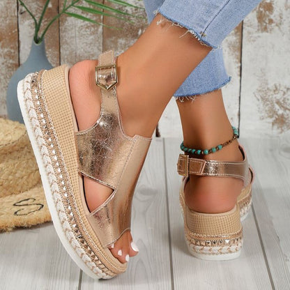 Sandales Été Brillantes à Talon Wedges