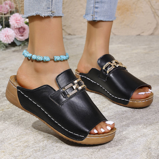 Chic Pantoufles Peep‑Toe Grande Taille