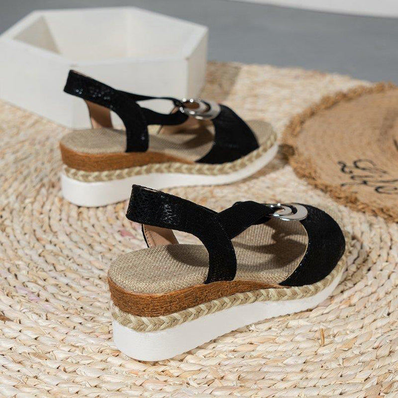 Sandales compensées serpent élégantes femme