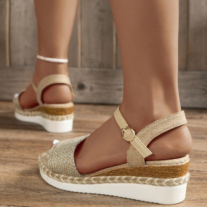 Sandales compensées corde chanvre femme