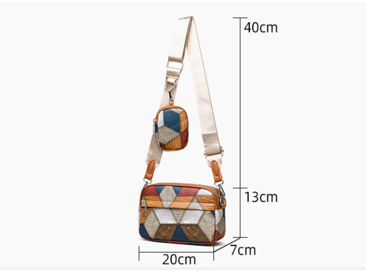 Sac carré rétro couture contrastée