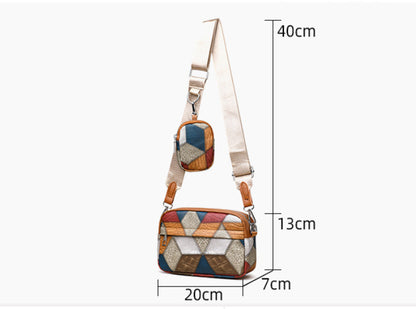 Sac carré rétro couture contrastée