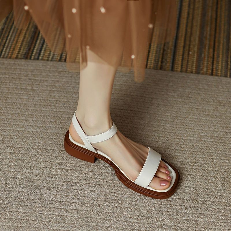 Sandales rétro cuir souple été