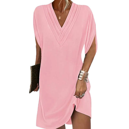 Robe plissée col V chic &amp; fluide