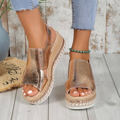 Sandales Été Brillantes à Talon Wedges